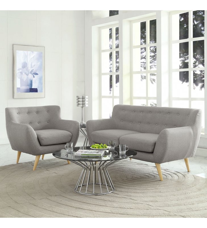 Remark 2 Piece Living Room Set in Light Gray - Lexmod