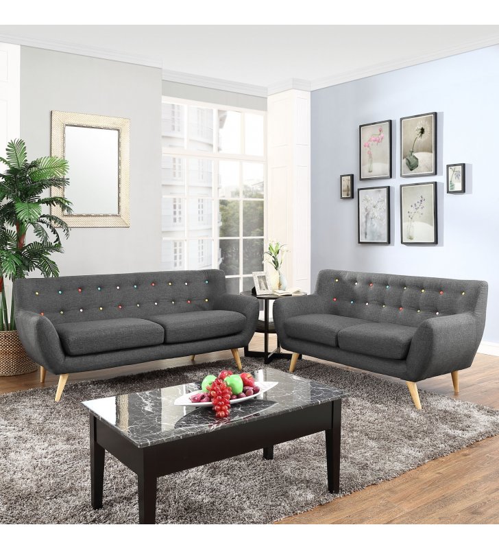 Remark 2 Piece Living Room Set in Gray - Lexmod