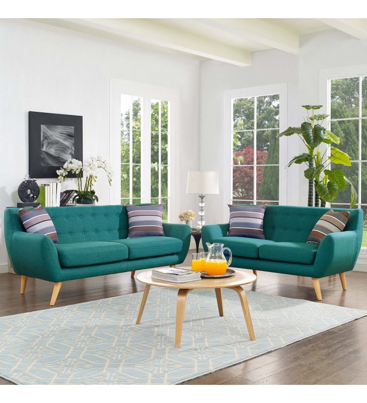 Remark 2 Piece Living Room Set in Teal - Lexmod