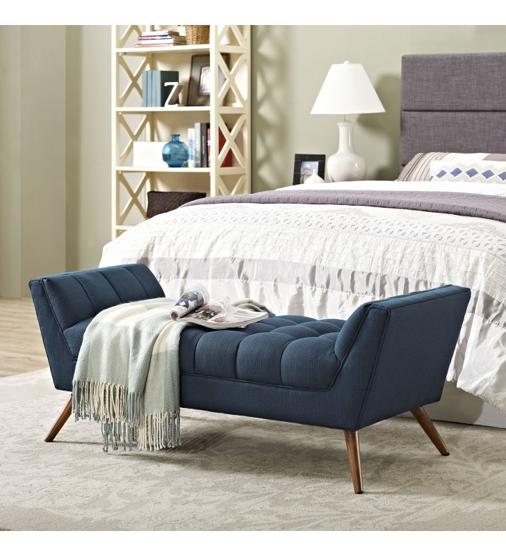 Response Medium Upholstered Fabric Bench in Azure - Lexmod