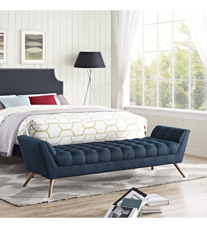 Response Upholstered Fabric Bench in Azure - Lexmod