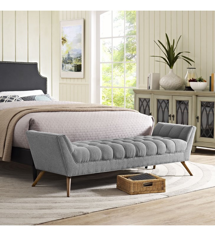 Response Upholstered Fabric Bench in Expectation Gray - Lexmod