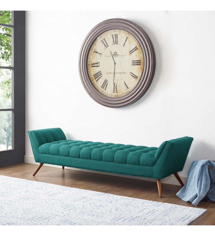 Response Upholstered Fabric Bench in Teal - Lexmod
