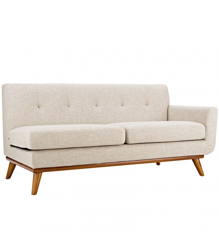 Engage Right-Arm Upholstered Fabric Loveseat in Beige - Lexmod
