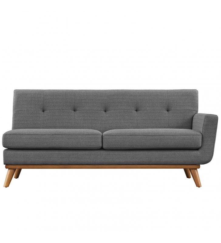 Engage Right-Arm Upholstered Fabric Loveseat in Gray - Lexmod