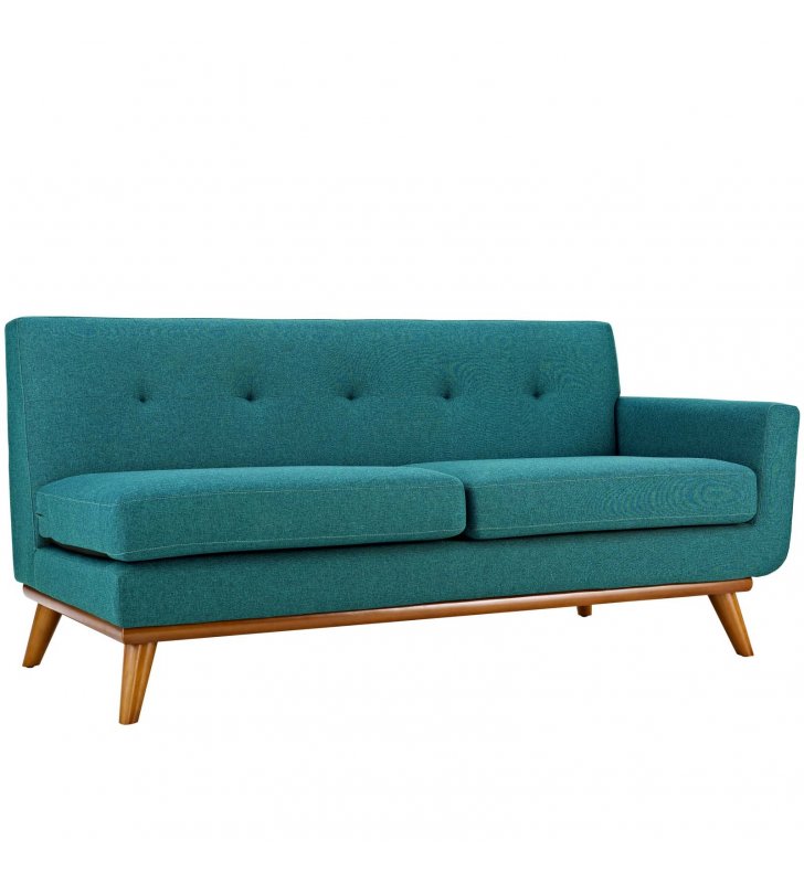 Engage Right-Arm Upholstered Fabric Loveseat in Teal - Lexmod