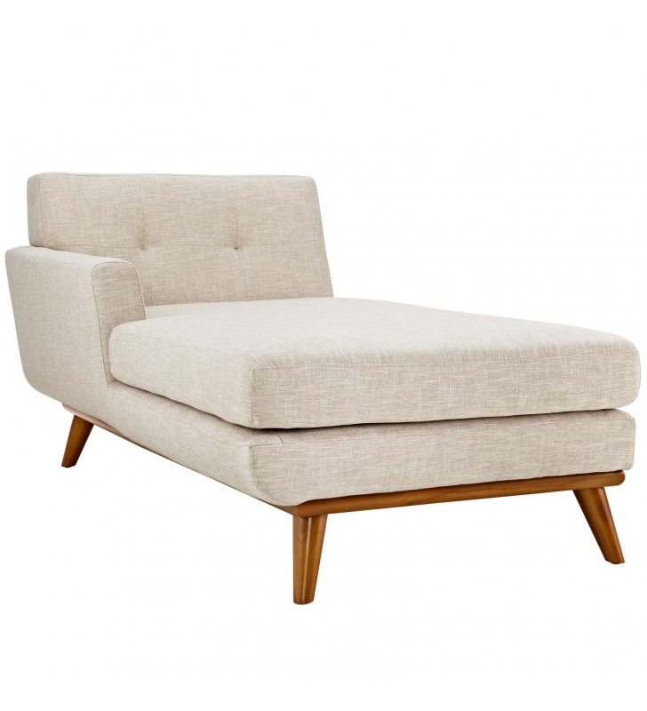 Engage Left-Facing Upholstered Fabric Chaise in Beige - Lexmod