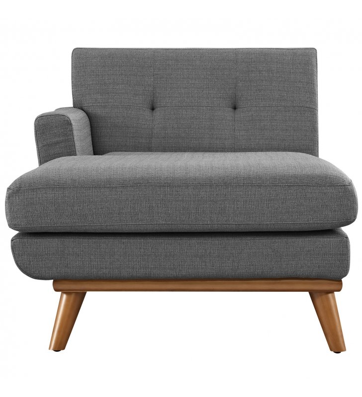 Engage Left-Facing Upholstered Fabric Chaise in Gray - Lexmod