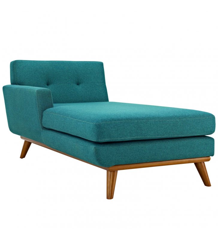 Engage Left-Facing Upholstered Fabric Chaise in Teal - Lexmod