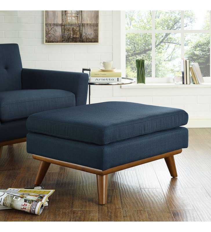 Engage Upholstered Fabric Ottoman in Azure - Lexmod