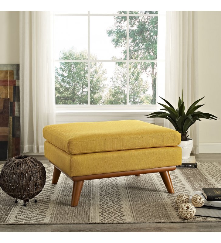 Engage Upholstered Fabric Ottoman in Citrus - Lexmod