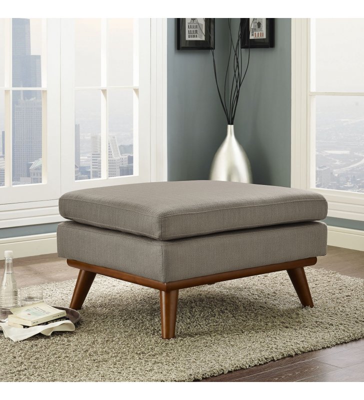 Engage Upholstered Fabric Ottoman in Granite - Lexmod