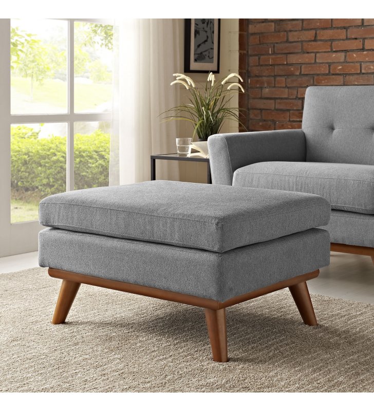 Engage Upholstered Fabric Ottoman in Expectation Gray - Lexmod