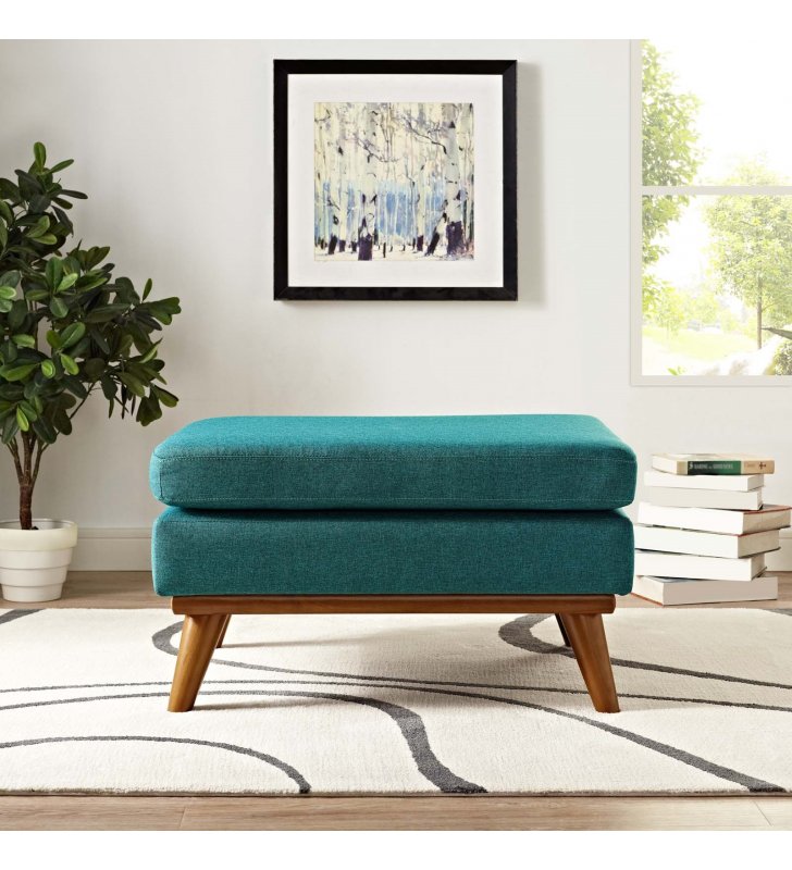 Engage Upholstered Fabric Ottoman in Teal - Lexmod