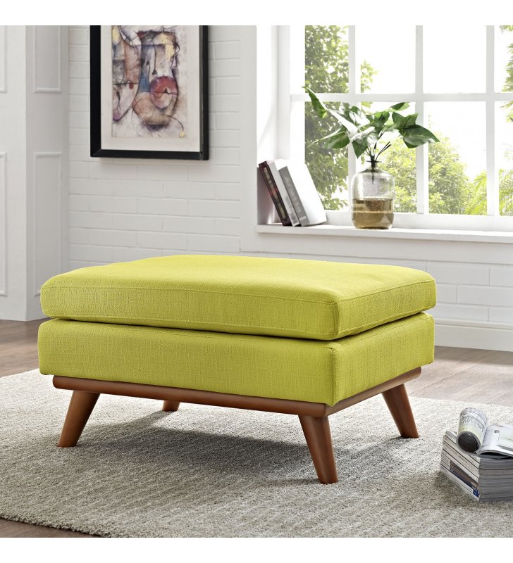 Engage Upholstered Fabric Ottoman in Wheatgrass - Lexmod