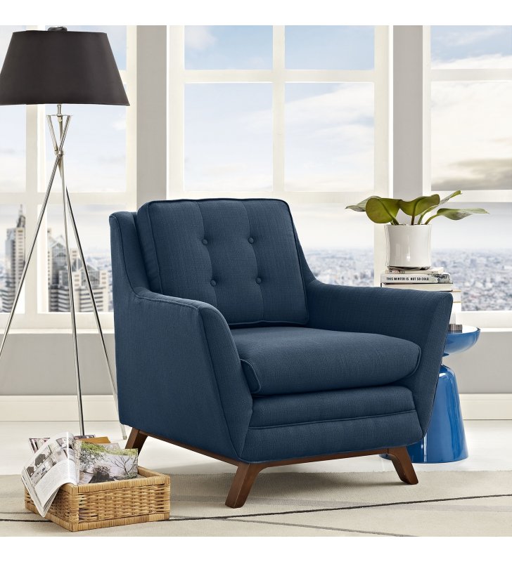 Beguile Upholstered Fabric Armchair in Azure - Lexmod