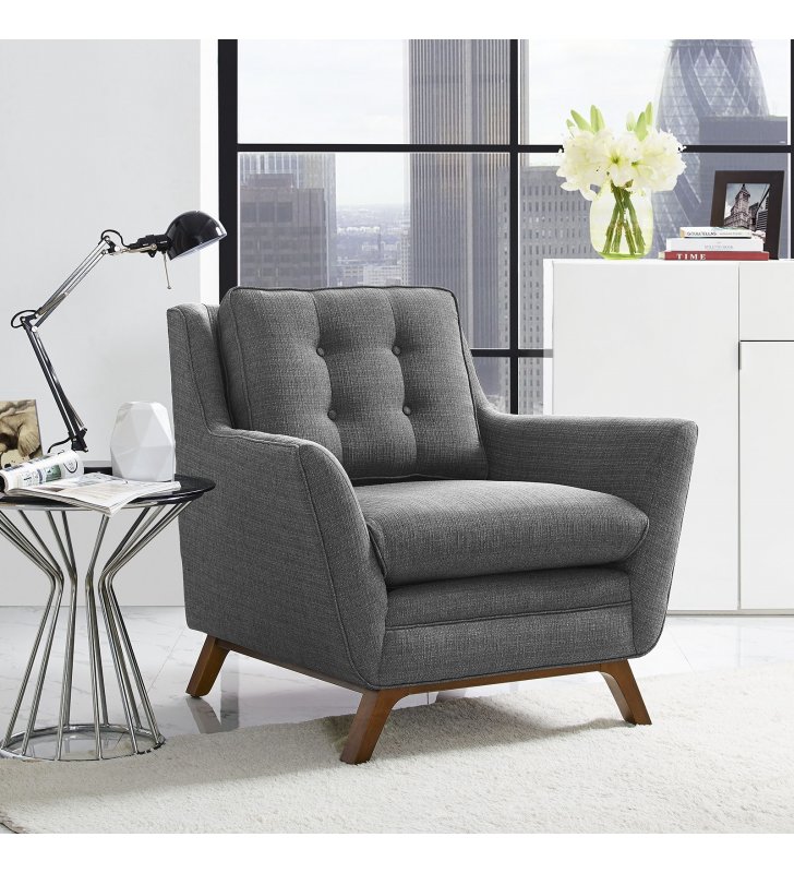 Beguile Upholstered Fabric Armchair in Gray - Lexmod