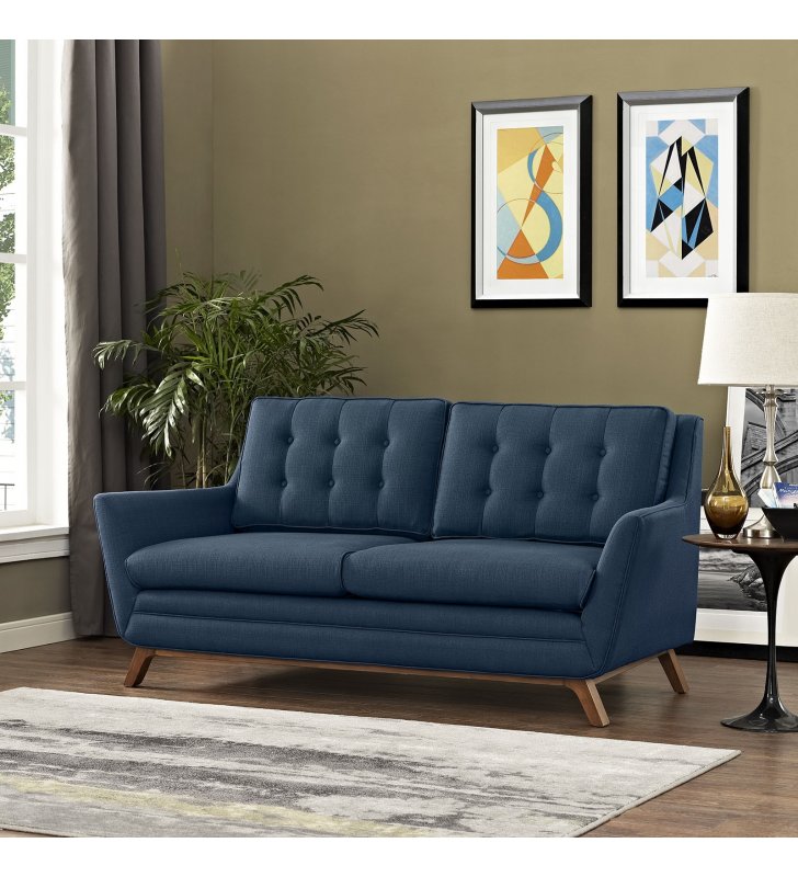 Beguile Upholstered Fabric Loveseat in Azure - Lexmod