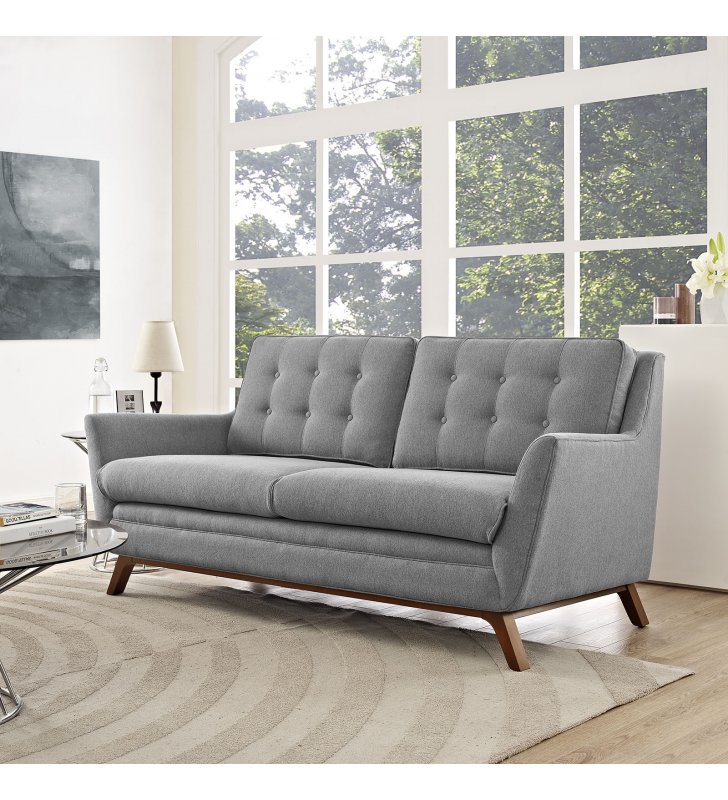 Beguile Upholstered Fabric Loveseat in Expectation Gray - Lexmod
