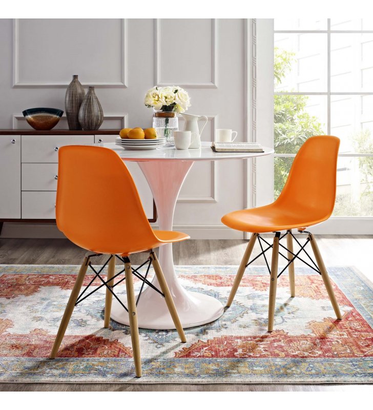 Pyramid Dining Side Chair in Orange - Lexmod