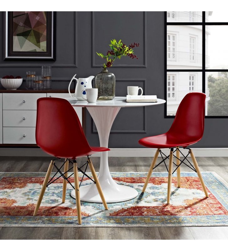 Pyramid Dining Side Chair in Red - Lexmod