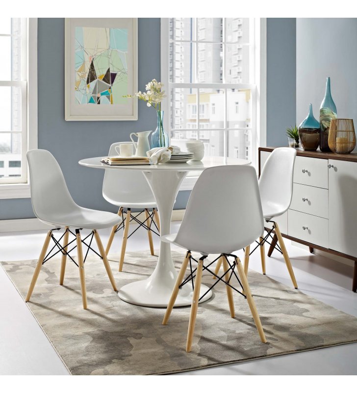 Pyramid Dining Side Chair in White - Lexmod
