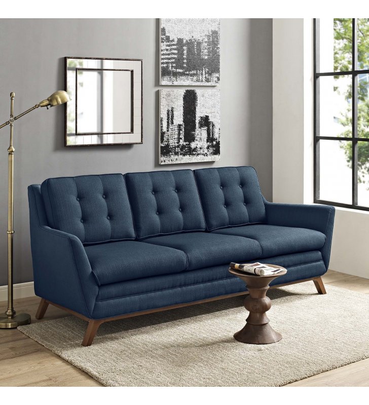 Beguile Upholstered Fabric Sofa in Azure - Lexmod