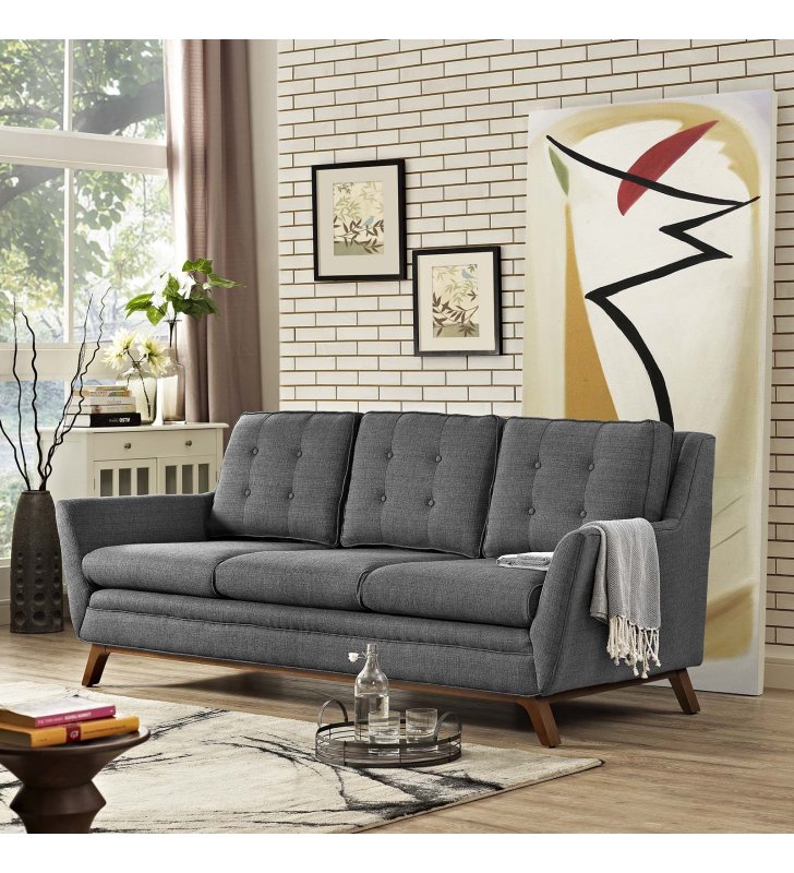 Beguile Upholstered Fabric Sofa in Gray - Lexmod