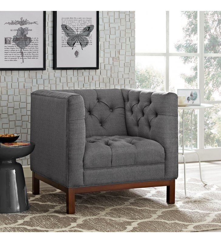 Panache Upholstered Fabric Armchair in Gray - Lexmod