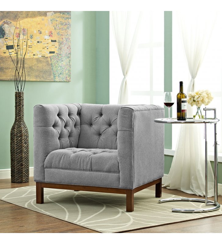 Panache Upholstered Fabric Armchair in Expectation Gray - Lexmod