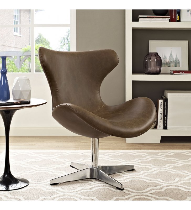 Helm Lounge Chair in Brown - Lexmod