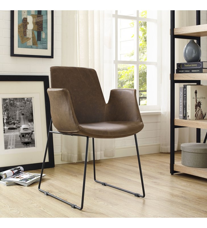Aloft Dining Armchair in Brown - Lexmod