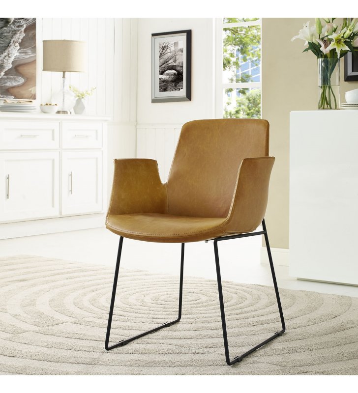 Aloft Dining Armchair in Tan - Lexmod