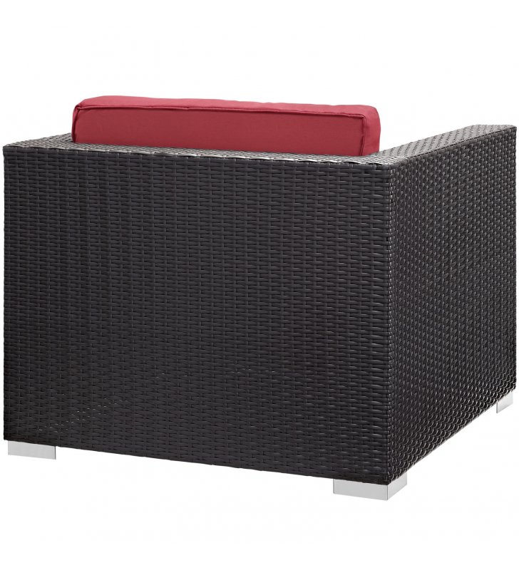 Convene 5 Piece Outdoor Patio Sectional Set in Espresso Red - Lexmod