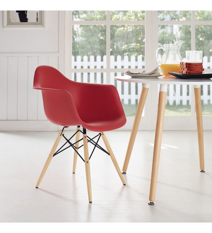 Pyramid Dining Armchair in Red - Lexmod