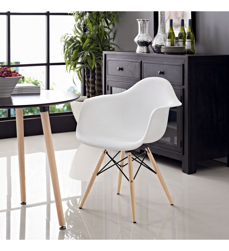 Pyramid Dining Armchair in White - Lexmod