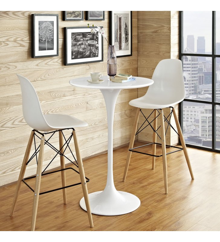 Lippa 28" Round Wood Bar Table in White - Lexmod