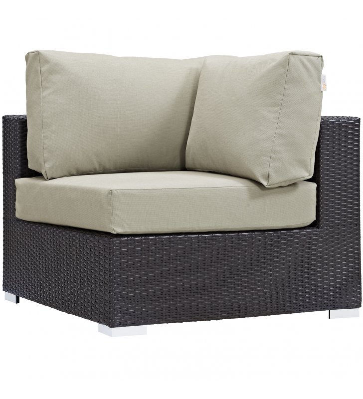 Convene Outdoor Patio Corner in Espresso Beige - Lexmod