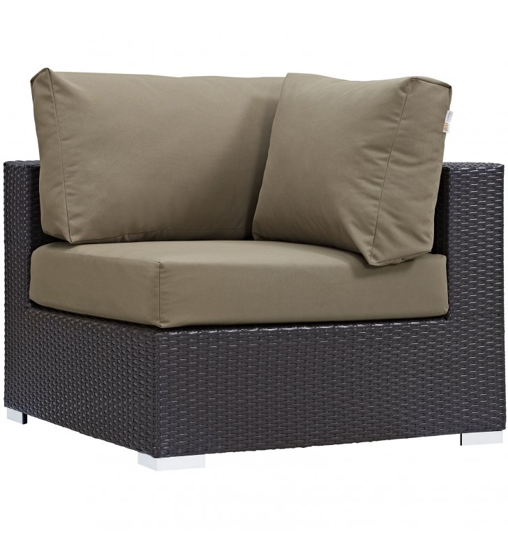Convene Outdoor Patio Corner in Espresso Mocha - Lexmod