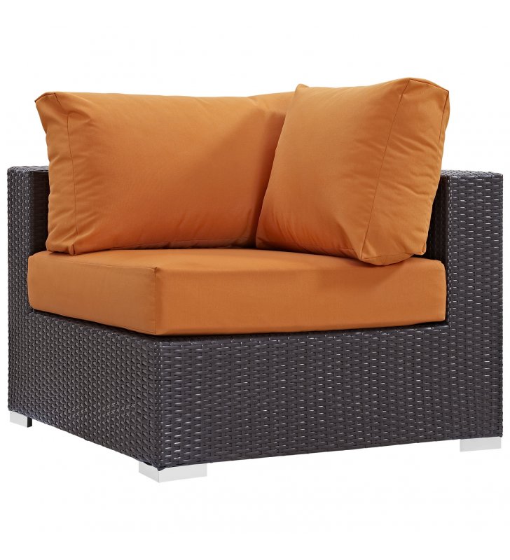 Convene Outdoor Patio Corner in Espresso Orange - Lexmod