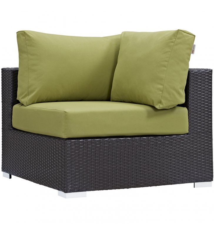 Convene Outdoor Patio Corner in Espresso Peridot - Lexmod