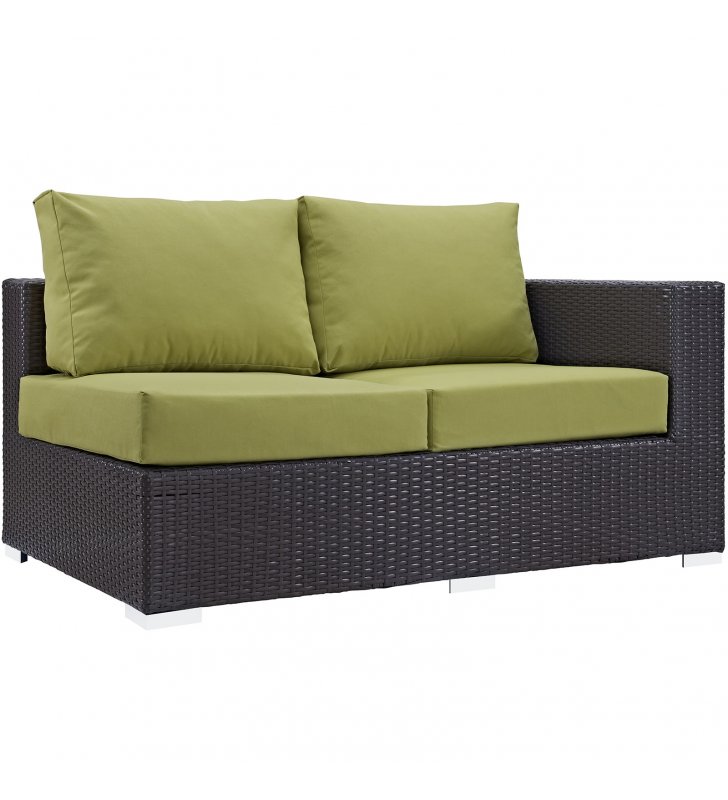 Convene Outdoor Patio Right Arm Loveseat in Espresso Peridot - Lexmod