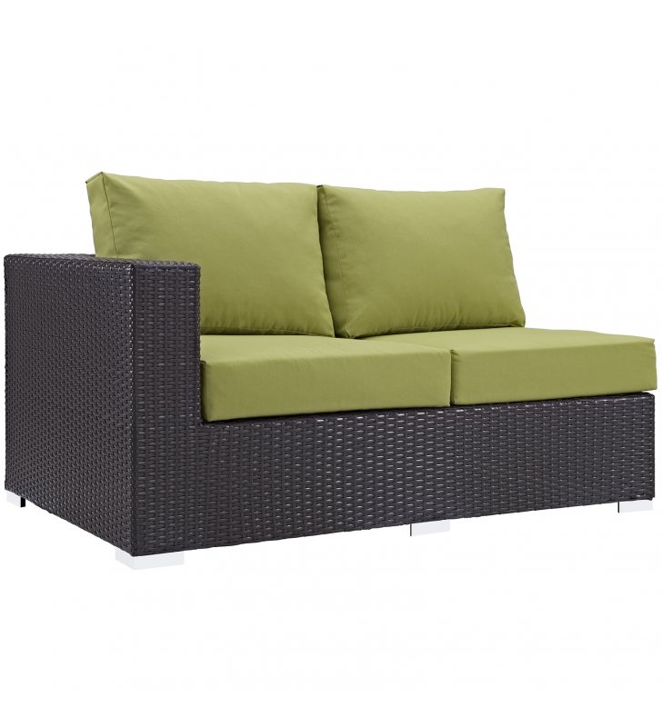 Convene Outdoor Patio Left Arm Loveseat in Espresso Peridot - Lexmod