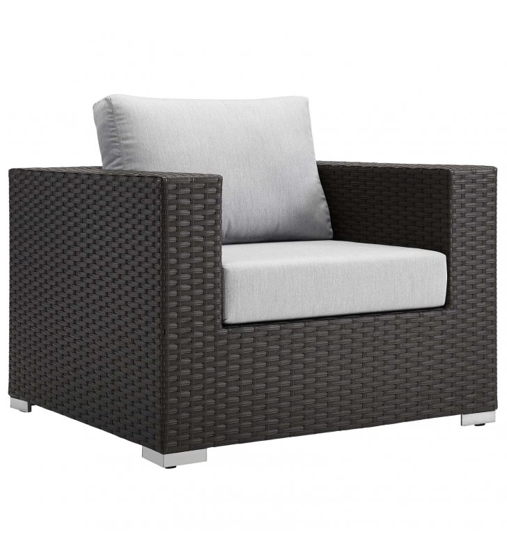 Sojourn Outdoor Patio Sunbrella Armchair in Canvas Gray - Lexmod