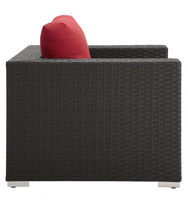 Sojourn Outdoor Patio Sunbrella Armchair in Canvas Red - Lexmod