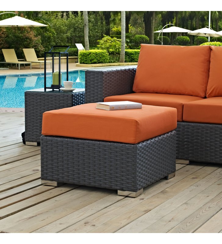 Sojourn Outdoor Patio Sunbrella¬Æ Ottoman in Canvas Tuscan - Lexmod