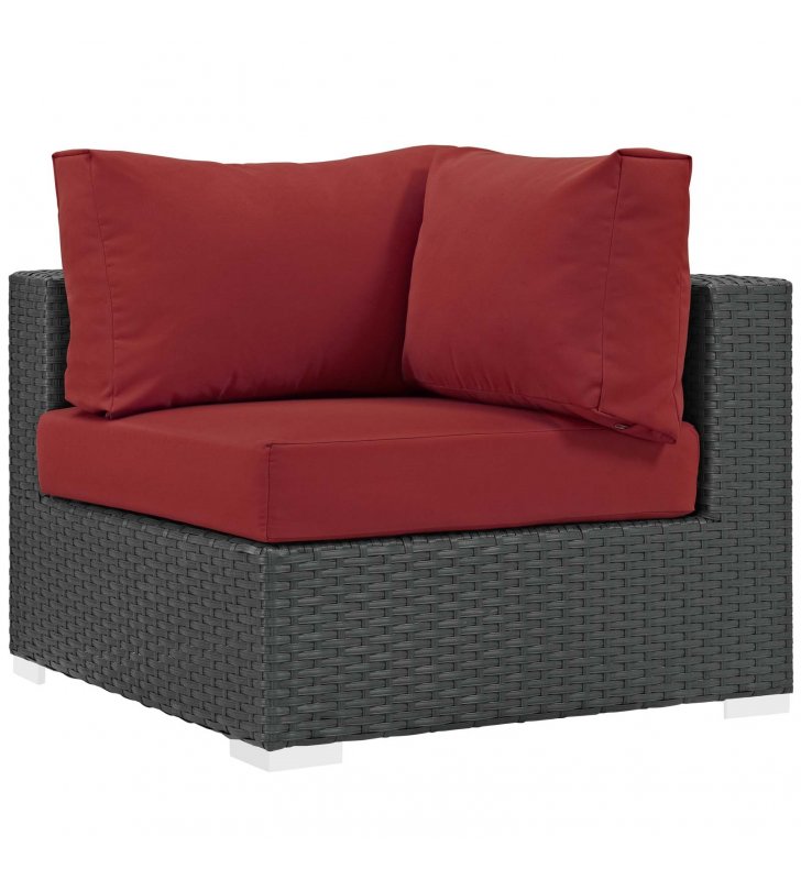 Sojourn Outdoor Patio Sunbrella Corner in Canvas Red - Lexmod