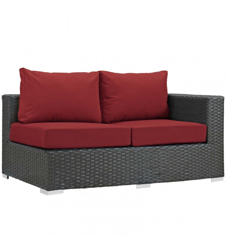 Sojourn Outdoor Patio Sunbrella Right Arm Loveseat in Canvas Red - Lexmod