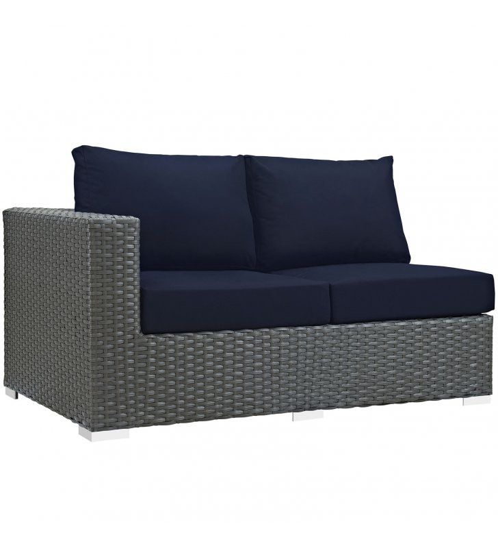 Sojourn Outdoor Patio Sunbrella¬Æ Left Arm Loveseat in Canvas Navy - Lexmod