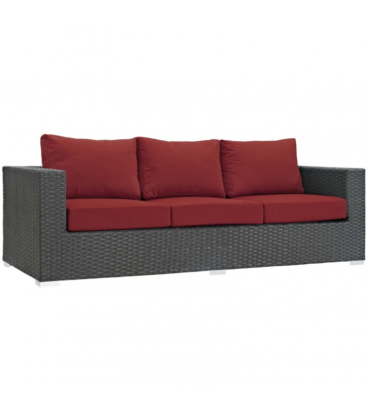 Sojourn Outdoor Patio Sunbrella Sofa in Canvas Red - Lexmod
